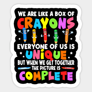 Back To School Teacher We Are Like A Box Of Crayons Sticker